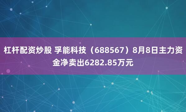 杠杆配资炒股 孚能科技（688567）8月8日主力资金净卖出6282.85万元