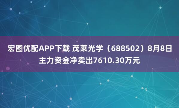 宏图优配APP下载 茂莱光学（688502）8月8日主力资金净卖出7610.30万元