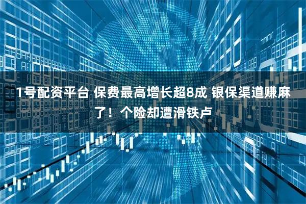 1号配资平台 保费最高增长超8成 银保渠道赚麻了！个险却遭滑铁卢